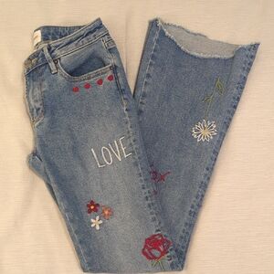 DRIFTWOOD Denim Jeans with Floral Embroidery